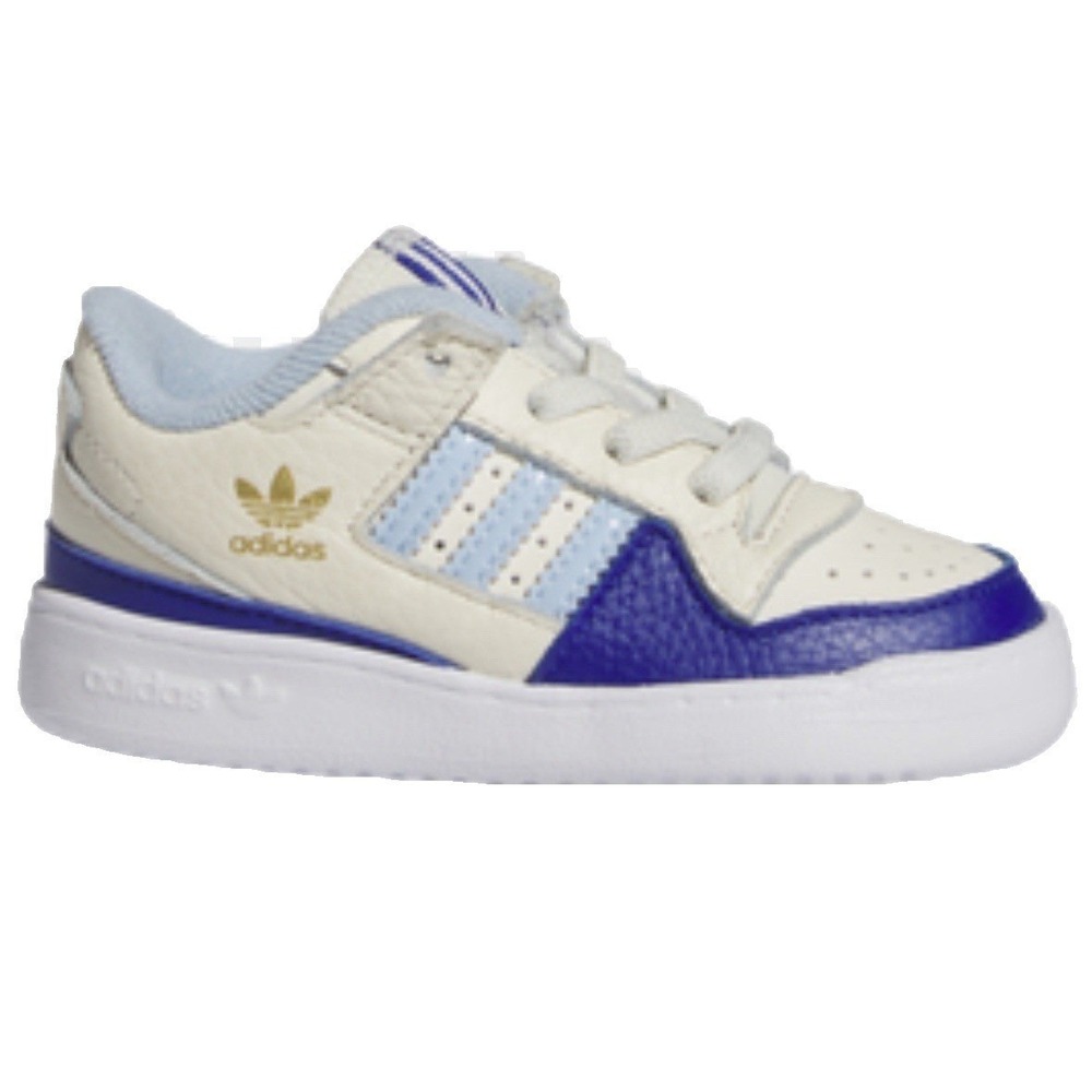 adidas Forum Low Classic Cream White Clear Sky‎ Lucid Blue Size 5 kids Shoes